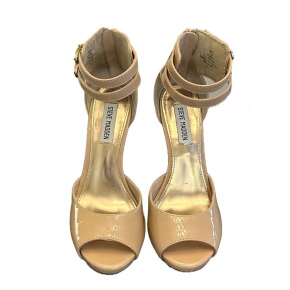 Steve Madden Open Toe Double‎ Buckle Ankle Strap 5" Pump Shoe Size 7.5 - Picture 3 of 7